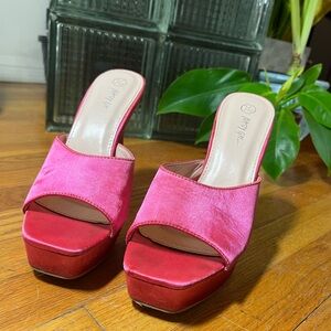 Nasty Gal Hot Pink Platform Heels